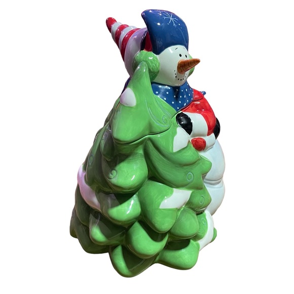 FROSTY THE SNOWMAN LARGE 3-D GLAZED CERAMIC CHRISTMAS COOKIE JAR HAND-CRAFTED - Picture 9 of 10